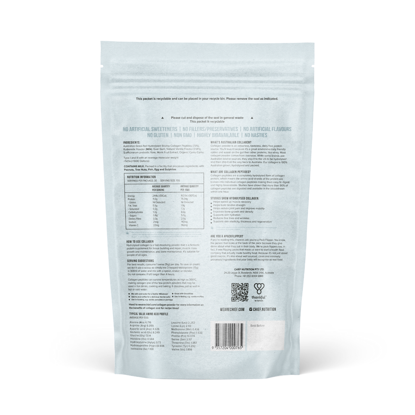 Grass-fed Collagen Protein Powder - Creamy Vanilla (30 serves)