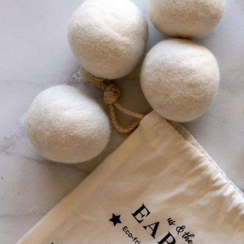 Wool Dryer Balls 100% Organic Merino - 4 pieces and a bag