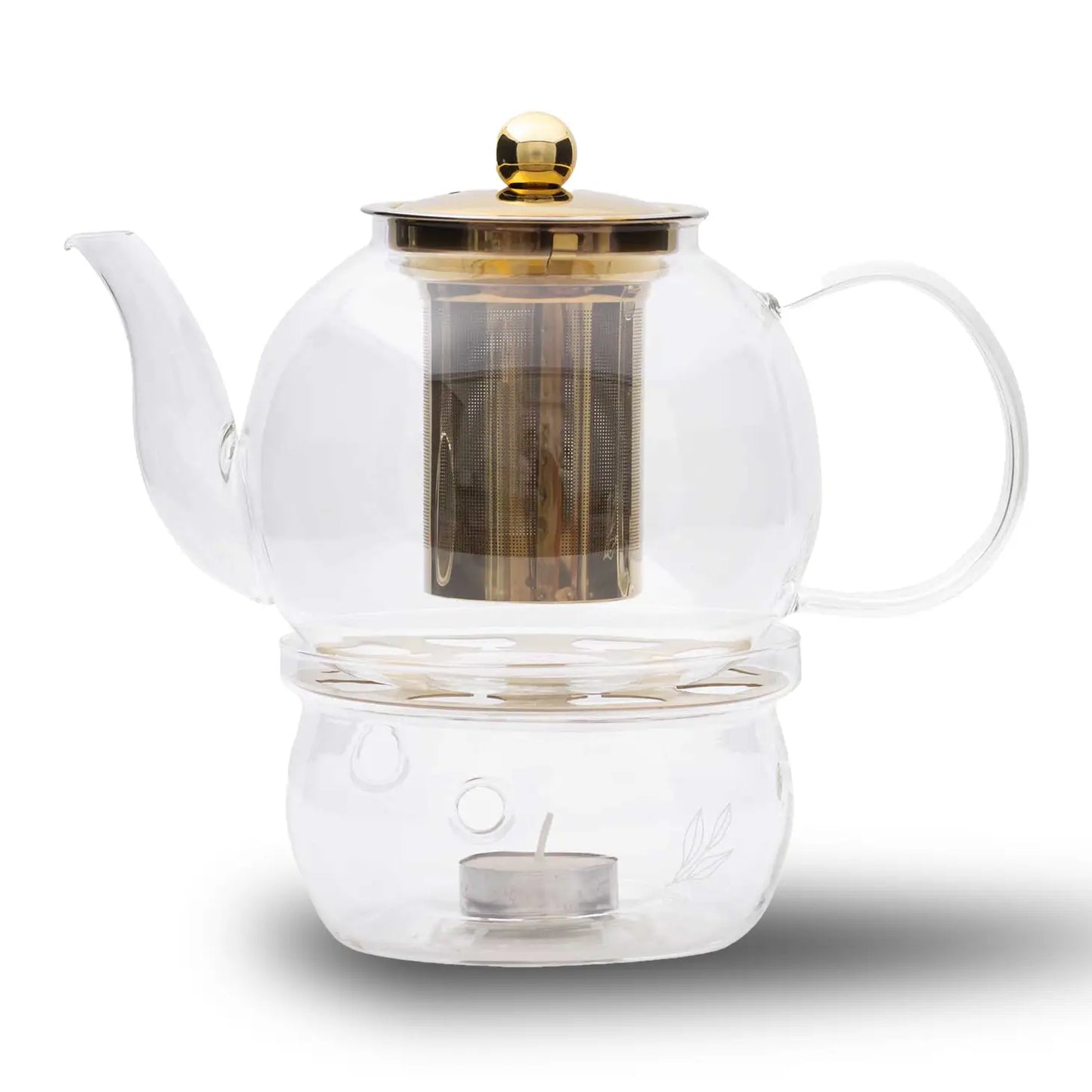Glass & Gold Teapot & Warmer