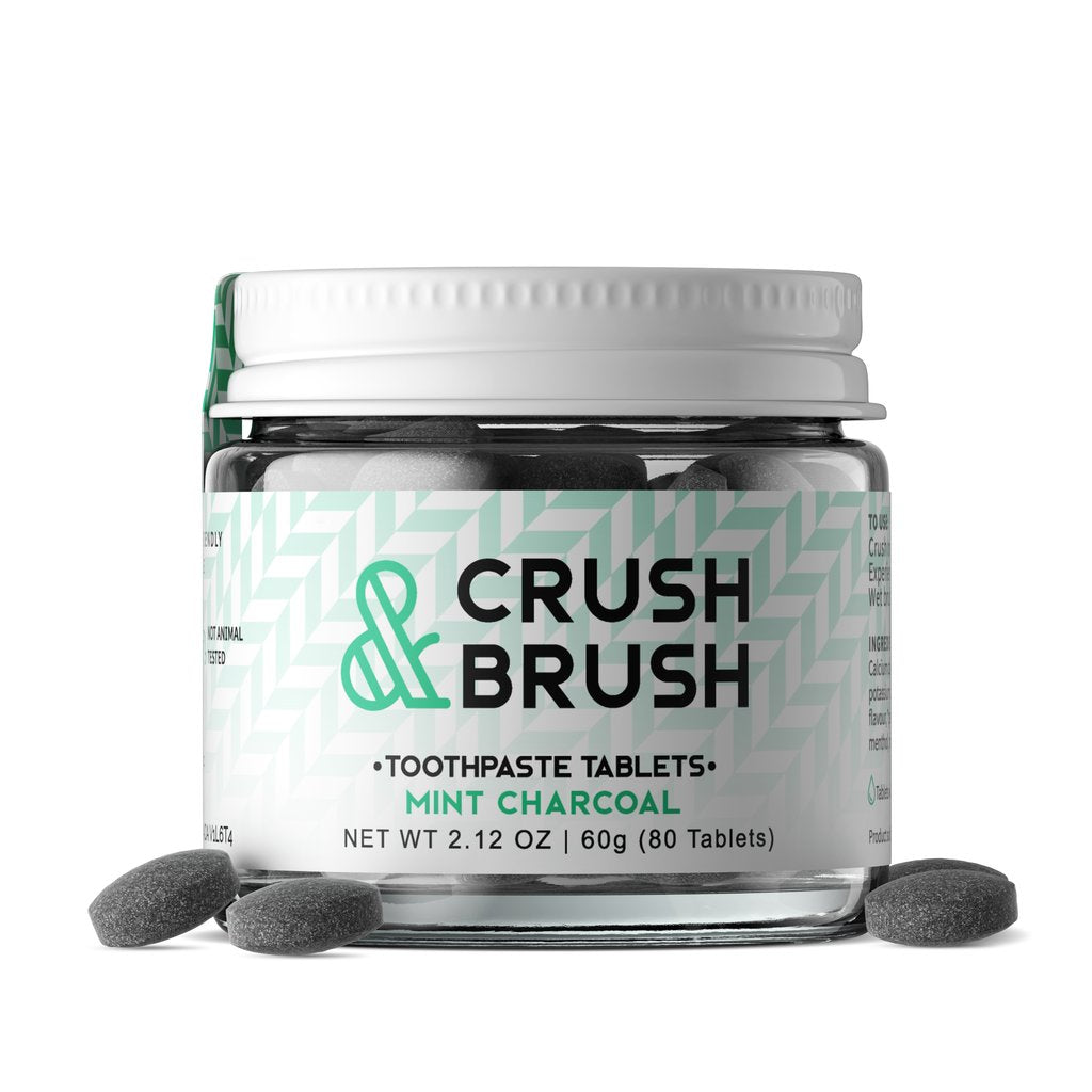 Nelson Naturals Crush & Brush Mint Charcoal Toothpaste Tablets 80 tabs