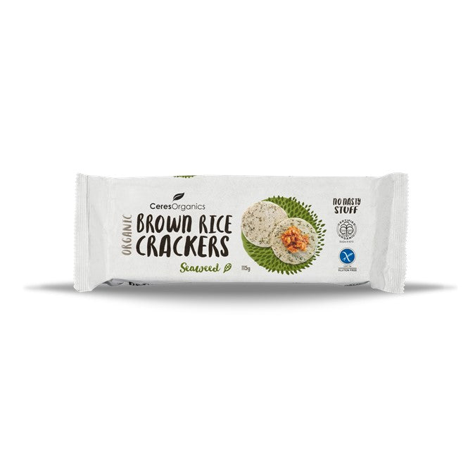 Ceres Organics Brown Rice Crackers with Seaweed 115g