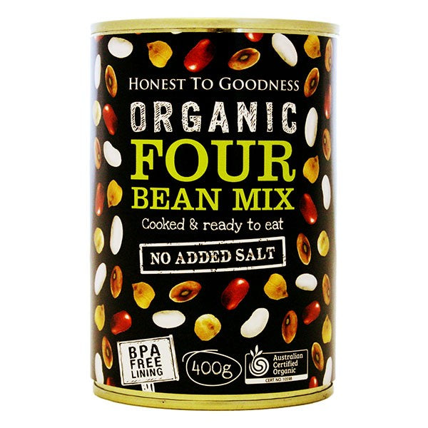 Organic Four Bean Mix 400g - BPA Free (Cooked)